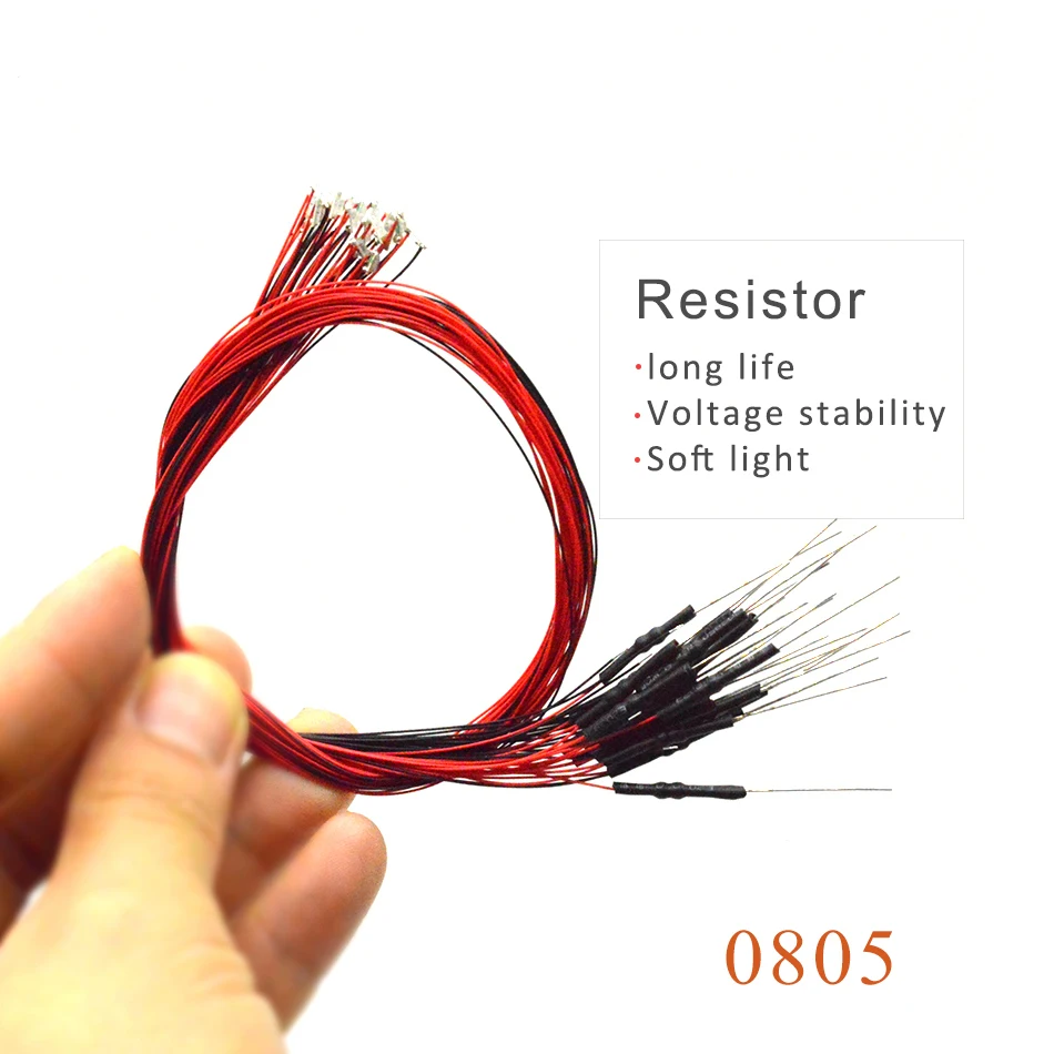 20 шт. 0805 SMD модель поезда HO N OO шкала предварительно припаянный micro litz проводной светодиодный провод с резистором 1,5 K