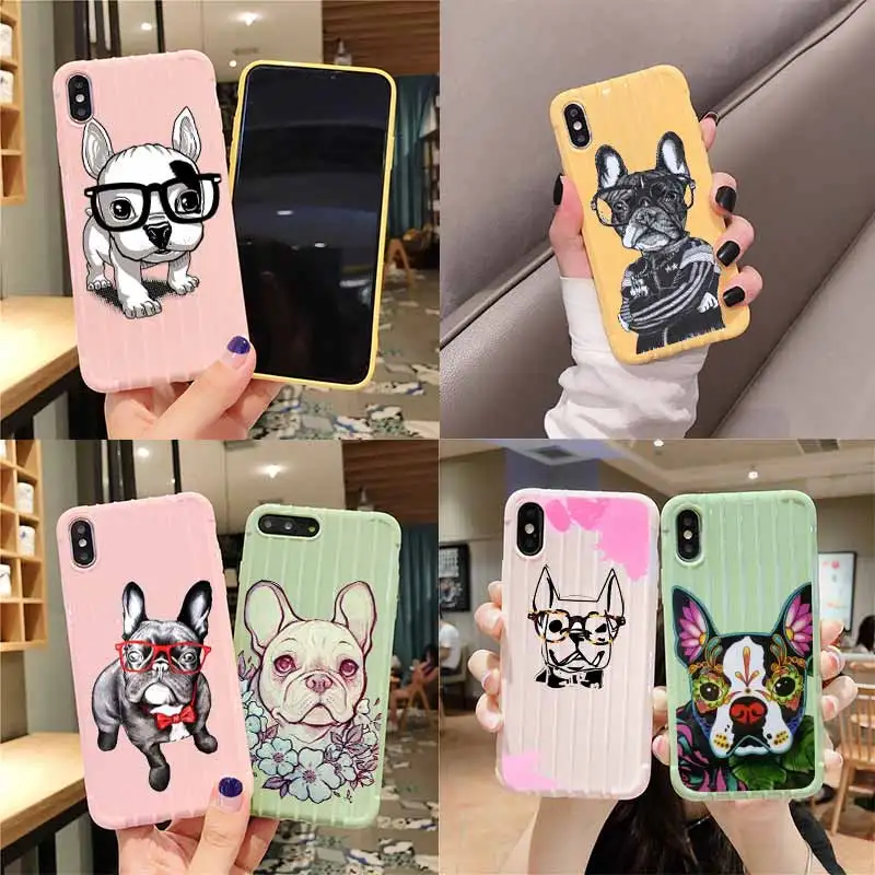 Чемодан на колесиках с изображением французского бульдога для iPhone 11 Pro Max X XS MAX 8 7 6S