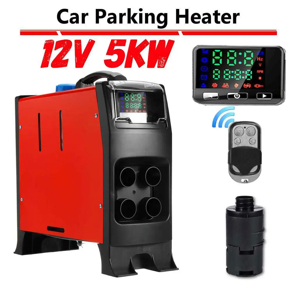 

All In One Air Diesels Heater 1KW-5KW Adjustable 12V 4 Hole Car Heater For Trucks Motor-Homes Boats Bus +LCD Key Switch+Remote