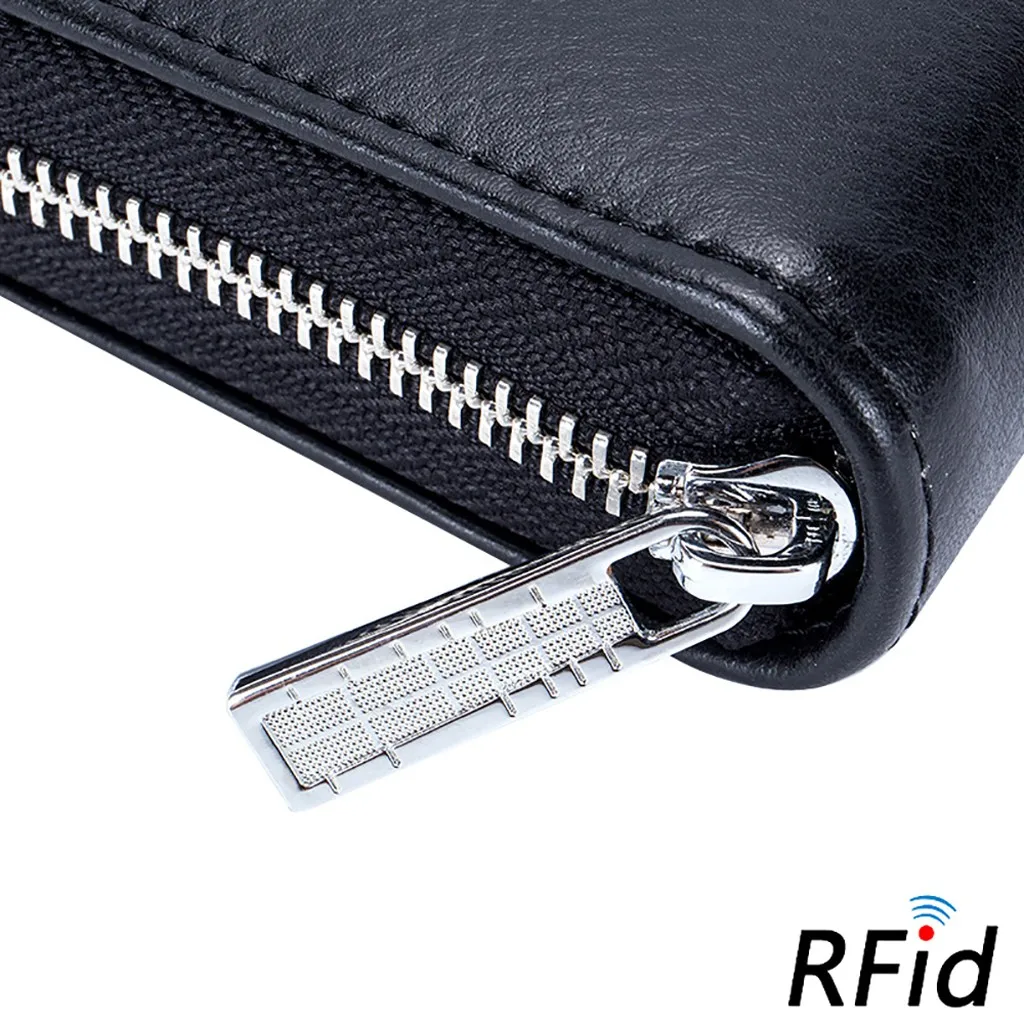 Кожаный RFID блокирующий держатель для кредитных карт мужской Противоугонный дорожный паспорт Длинный кошелек женский деловой ID держатель 36 бумажник для карт