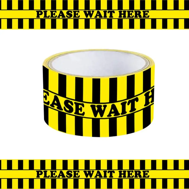 

1Roll Please Wait Here Warning Floor Tape Social Distancing Marking Tape Yellow