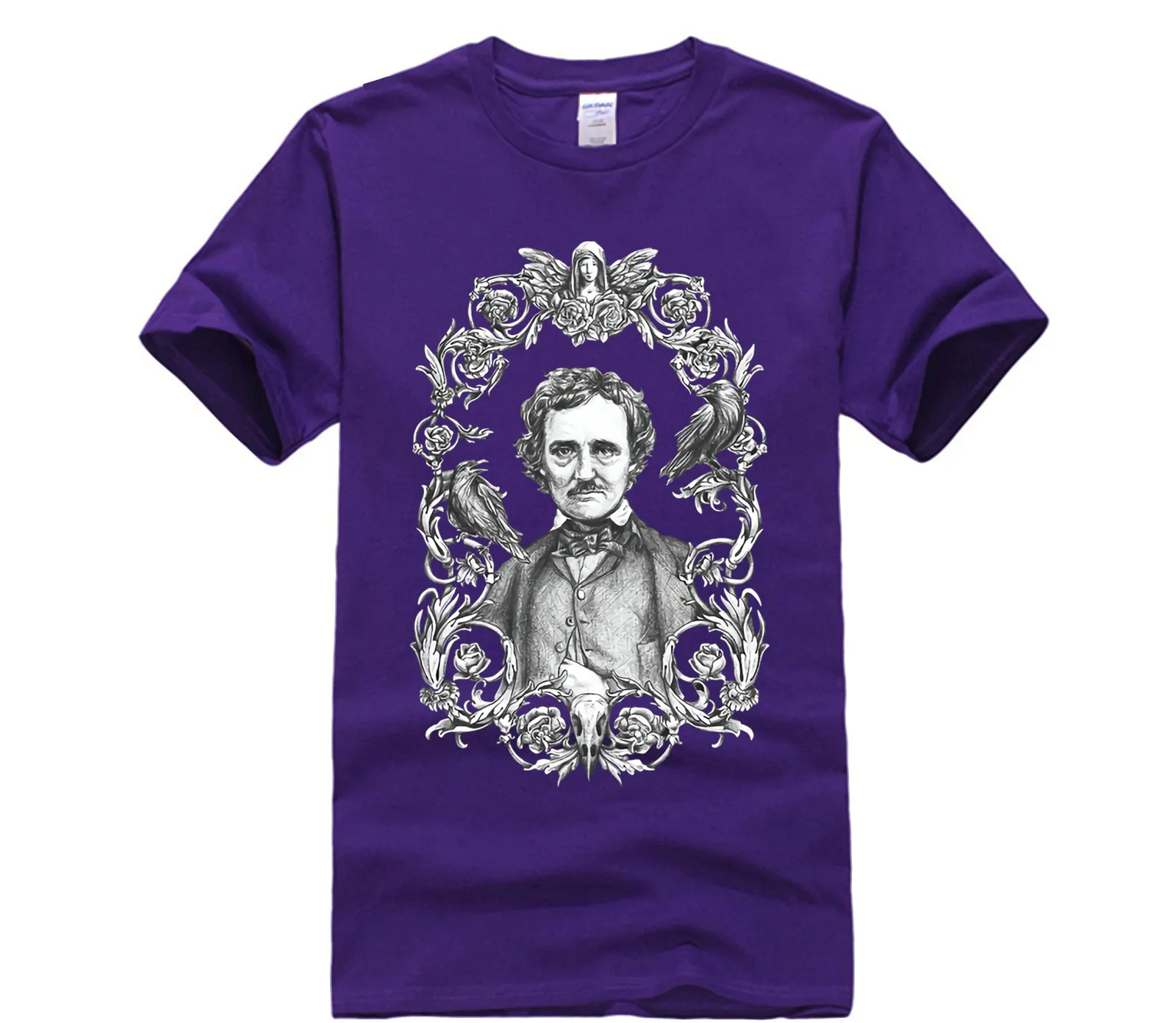 Мужская футболка с коротким рукавом Эдгара Аллана из хлопка вороном в стиле