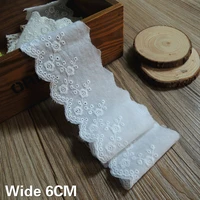 6cm wide white cotton fabric embroidered flowers lace guipure ribbon dress clothes sewing collar neckline trim diy handicraft