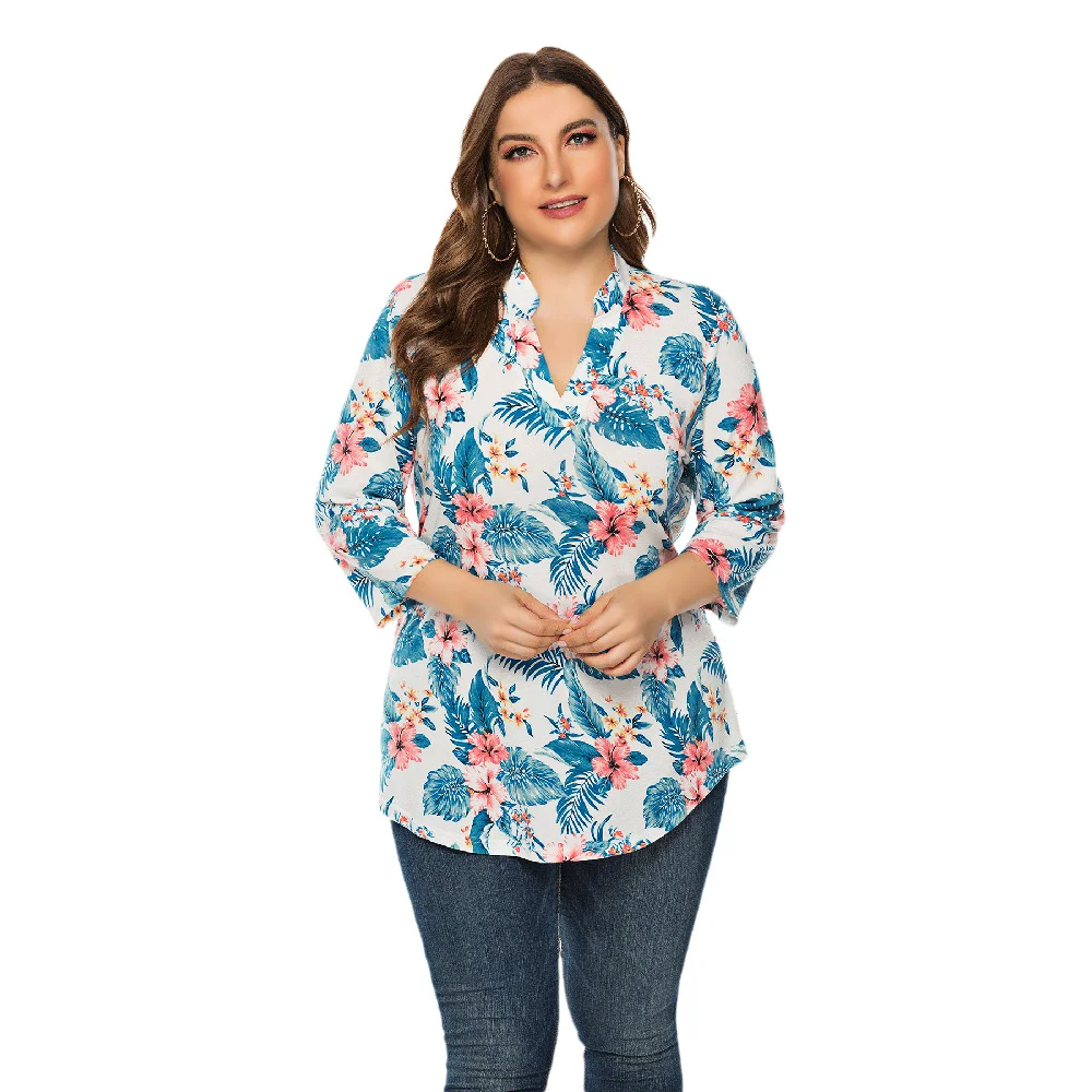 Wipalo Autumn Winter Plus Size Women Shirt Floral Print Casual Blouse V-Neck Long Sleeve Female Office 2019 Fashion | Женская одежда