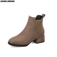 autumn and winter womens boots solid color european style womens shoes boots suede and ankle boots thick frosted size 35 43