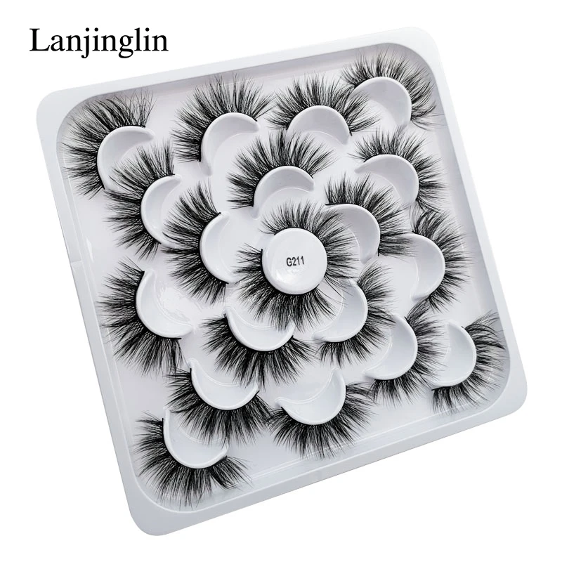 LANJINGLIN 5/7/10 пар в комплекте; искусственный мех 3D норковые ресницы натуральных длинных накладных ресниц объем высокое качество накладные ресницы расширения ресницы «maquiagem»