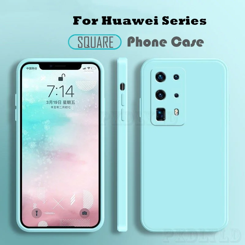 Модный силиконовый чехол с квадратной рамкой для телефона Huawei P20 P30 P40 P50 Mate 20 Lite 30 40