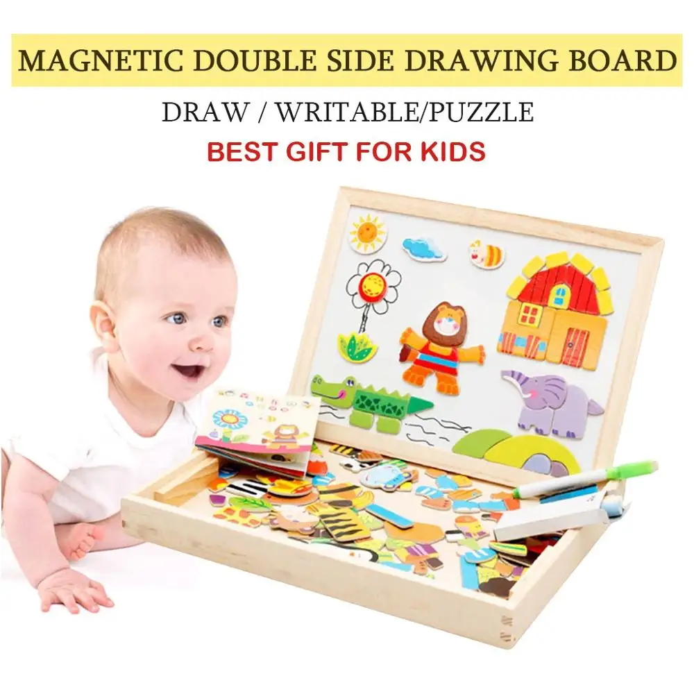 8 видов стилей деревянная Магнитная игра головоломка животные Тигр кролик доска