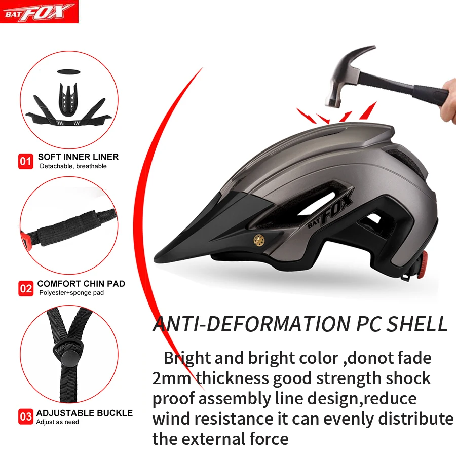 Велосипедный шлем BATFOX для мужчин и женщин взрослых горных