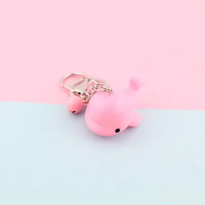 Pink Dolphin Милый аниме-брелок для ключей Медведь Печать дельфин брелки Пингвин сумка с Китом Шарм для девочек брелок для ключей креативный подарок Kpop аксессуары - Цвет: Pink Dolphin