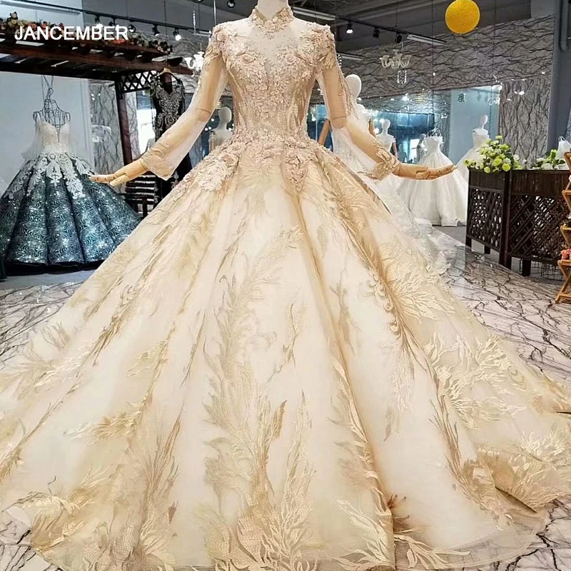 LS474110 роскошное мусульманское вечернее платье с длинным рукавом и высокой
