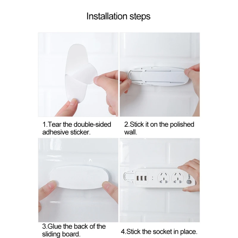 

1pcs Self-Adhesive Power Strip Holder Desktop Socket Hanging Holder Fixator Wall-Mounted Remote Holder Punch Free Plug Stickers