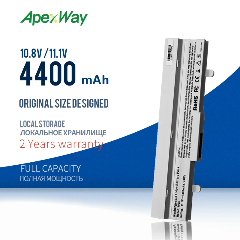 Apexway 11 1 v Новая батарея для ноутбука белая 4400mAh Asus Eee ПК AL31 1005 AL32 ML32 1001P 1001HA 1101HA|battery