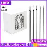 100pcs piercing needles 20g sterile disposable body piercing needle for ear nose lip navel piercing tools tattoo supplies