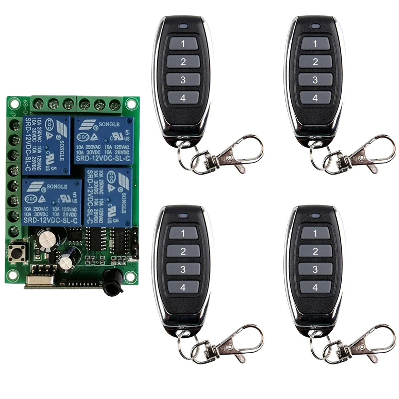 High Sensitivity For DC 12V 24V 4CH Channel Wireless Remote Control Controller Radio Switch 200m Transmitter Receiver | Обустройство