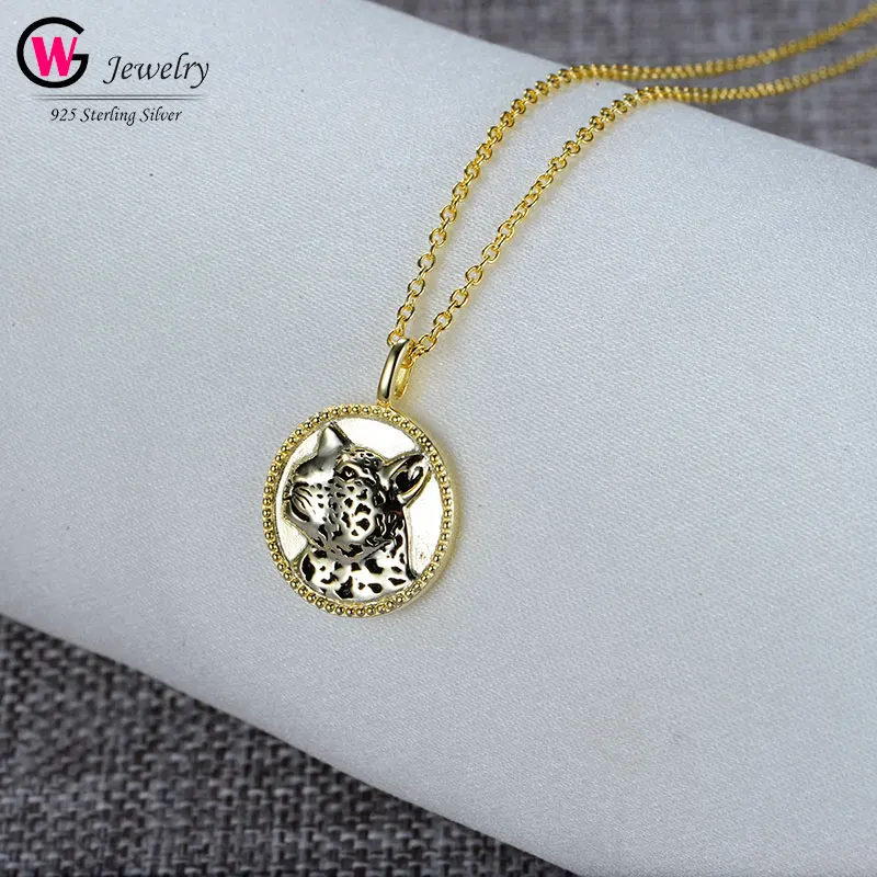 Женское Ожерелье серебро 925 пробы ювелирные изделия золотой цвет круглый кулон в