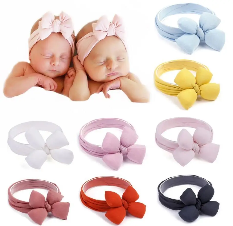 

12Pcs/Lot,Super Soft Knotted Hair Bow Baby Headband Elastic Hair Bands For Kids Headwear Girl Hair Accessories Infant Headwrap