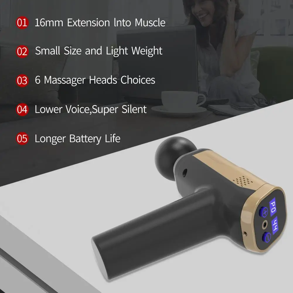 

Massage Gun Muscle Relaxation Massager Vibration Fascial Gun Fitness Equipment Noise Reduction Design Back Massager Fascia Gun