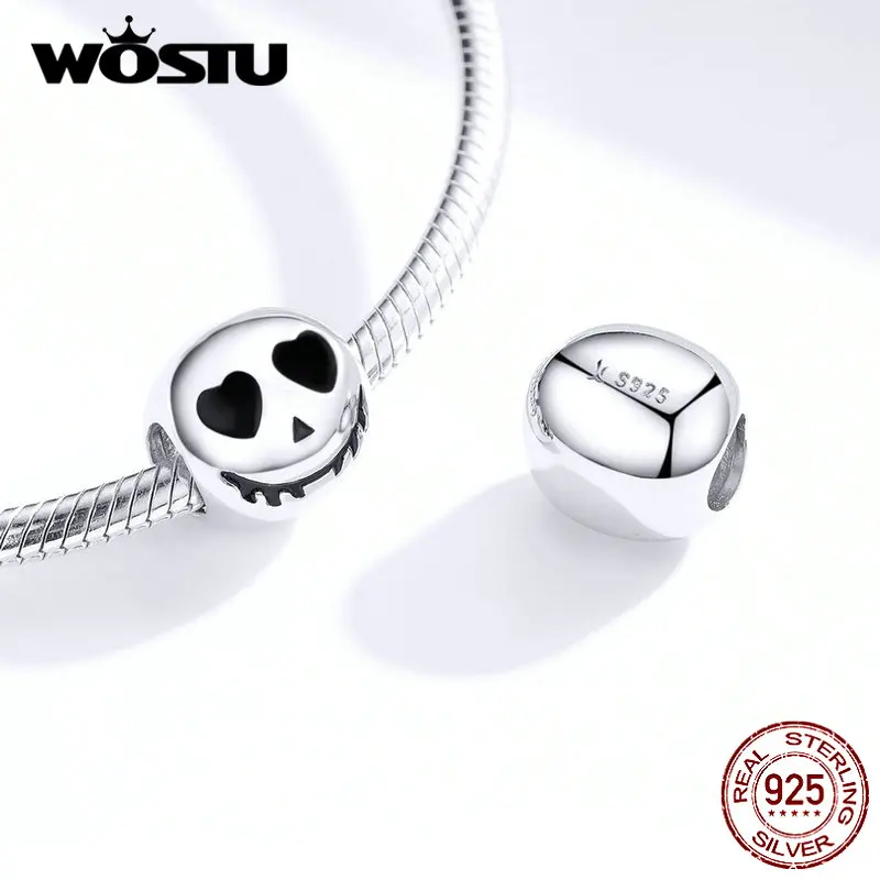 WOSTU Хэллоуин 925 стерлингового серебра страшный череп бусины подходят