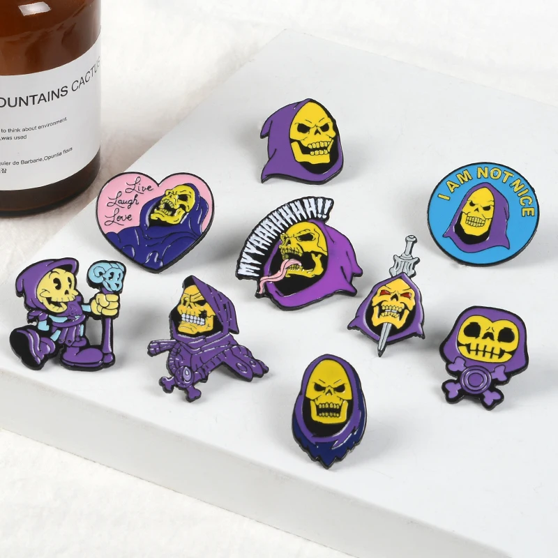 

Punk Style Brooch Magic Wizard Cranio Vampire Rose Button Pin Denim Jackets Brooches Badge Gifts Gothic Jjewelry Drop Shipping