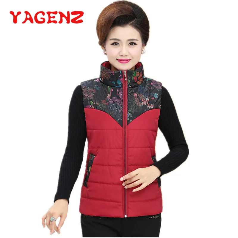 

YAGENZ Flower Print Vest Women Plus size Autumn Winter Clothes Short Coat Waistcoat Women Vest Oversized sleeveless Jacket 533