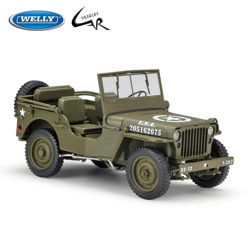 

WELLY 1:18 Model Car Simulation Alloy Metal Toy Car Children's Toy Gift Collection Model Toy Gifts Jeep 1941 Willys MB