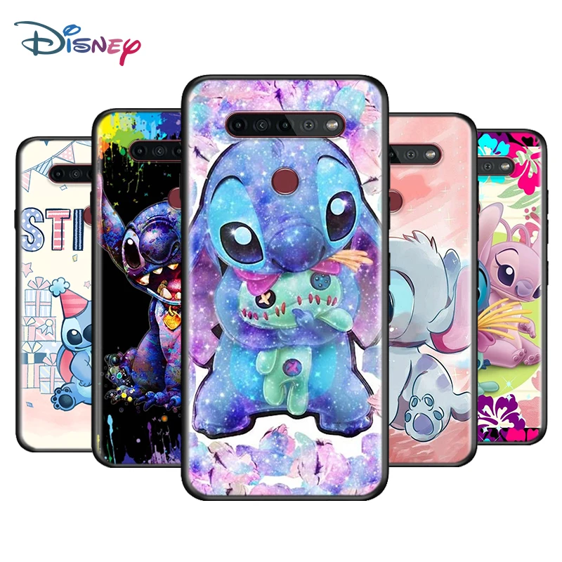 Черный мягкий из мультфильма Лило Стич с принтом в виде персонажей для LG K92 K62 K52 K42