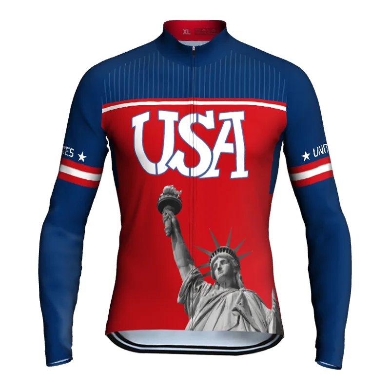 

USA Outdoor travel Man Cycling Jersey MTB Bib Bicycle Wear Ropa Ciclismo MX Mountain Anti-sweat Long Shirt Jacket Clothing