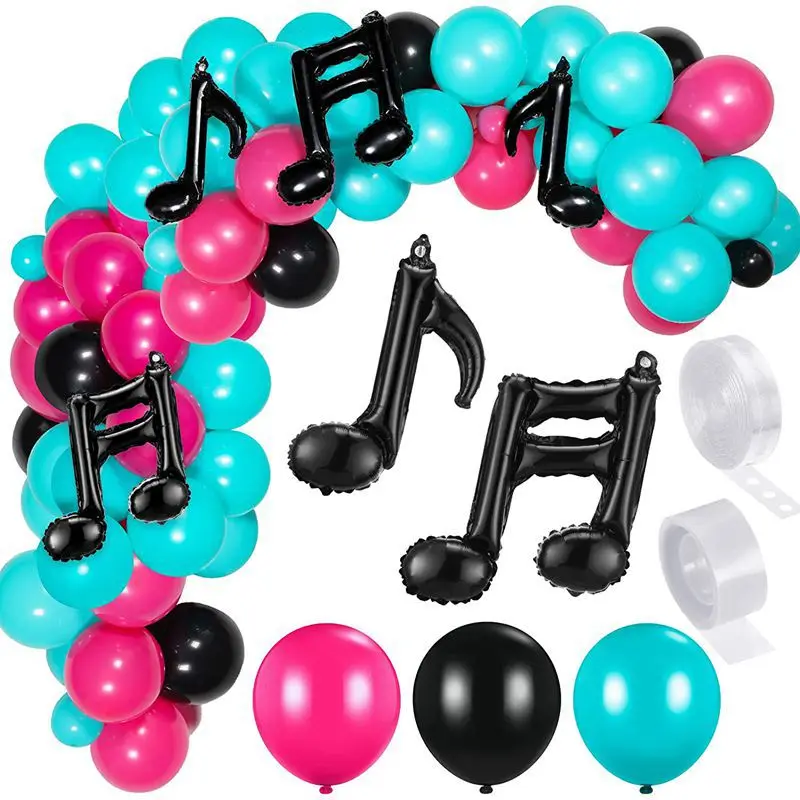 Decoraciones para fiesta de cumplea&ntilde;os con tem&aacute;tica de tendencia de moda para ni&ntilde;os, globos con notas musicales, pel&iacute;cula de aluminio, globos para suministros de fiesta, 2021-0