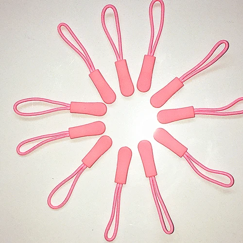 

10pcs pink Zipper Pulls Strong Nylon Cord Non-slip with Rubber Gripper Pull To Fit Any Zipper Materials Fixer Drawstring head