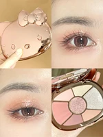 new arrival eye shadow palette 7 color women beauty cosmetic eye makeup matte shimmer glitter pigment blush highlighter all in