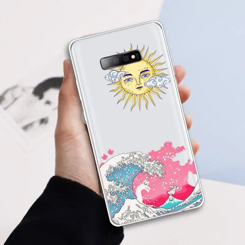 

aesthetic vaporwave sea Phone Case Transparent For Samsung Galaxy A 71 21s S note 8 9 10 plus 20 ultra