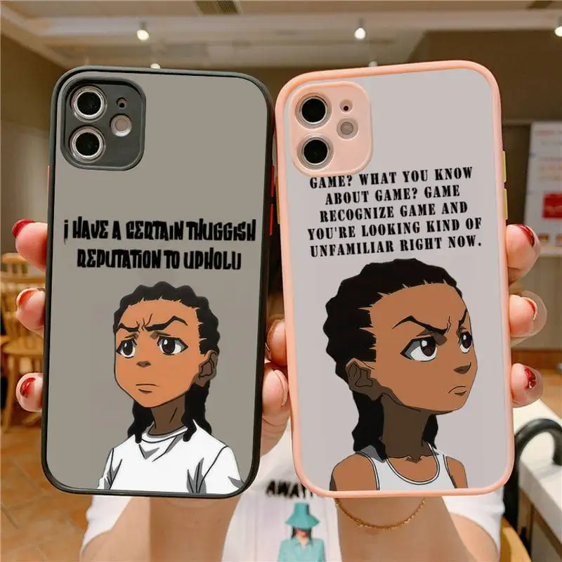 

Huey Freeman Boondocks Phone Case For iphone 12 11 13 Pro Max X XS Max XR 7 8 6 Plus 12mini Translucent Matte Shockproof Case