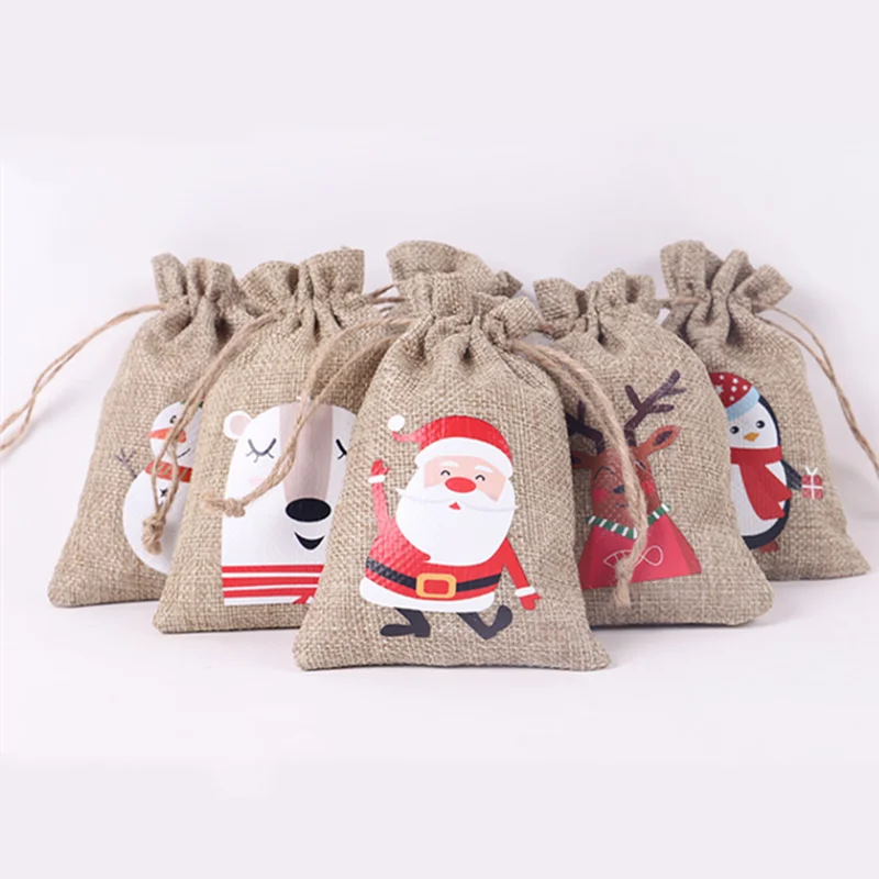 5 шт./лот новый Рождественский Подарочный пакет Санта Клаус украшение мешок для
