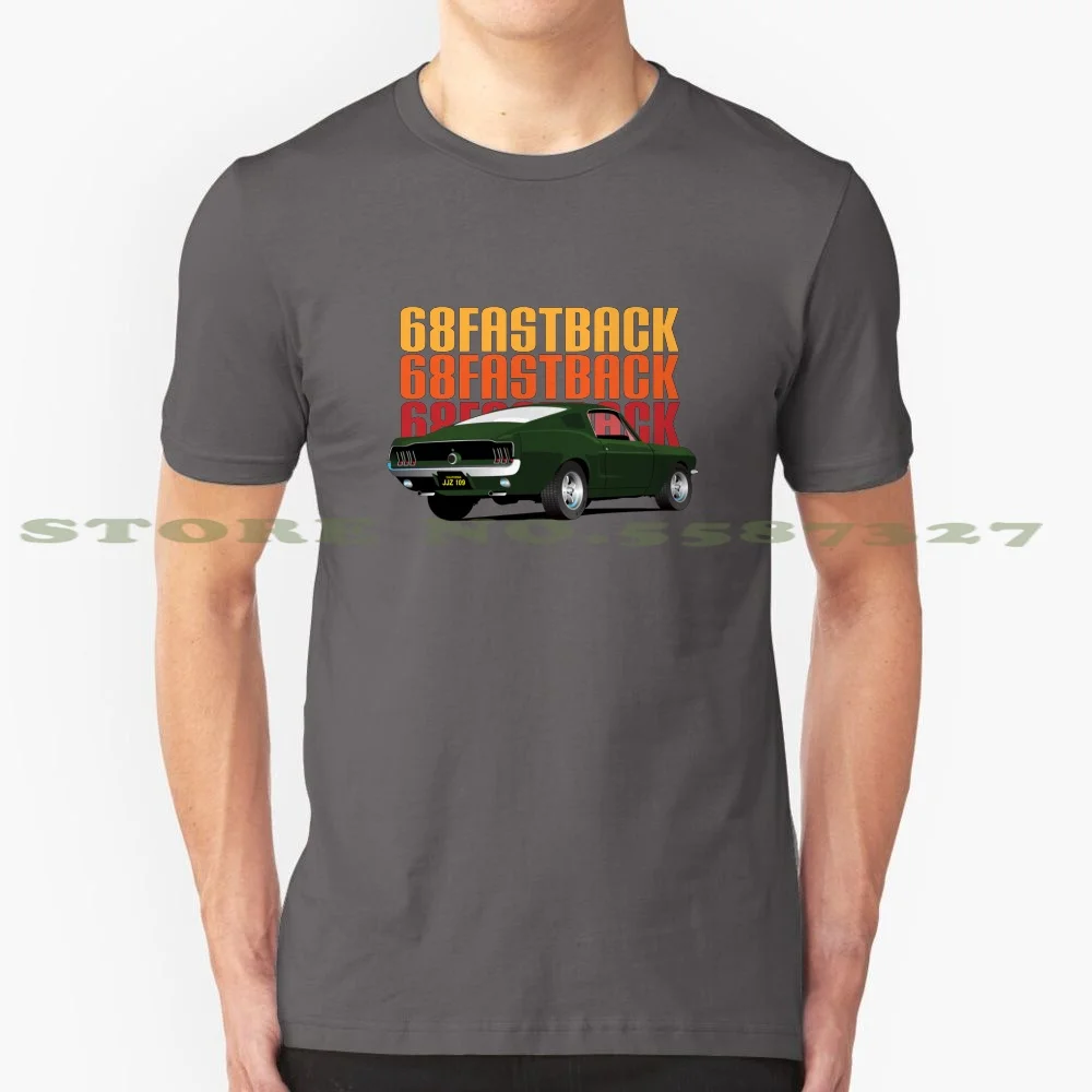 68 Fastback черно белая футболка для мужчин и женщин Bullitt Mopar Hot Rod Speed Shop|Мужские