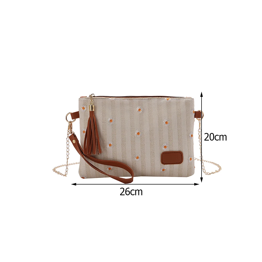

Fashion Daisy Straw Woven Shoulder Crossbody Bags Women Summer Messenger Bags Casual Ladies Chain Tassel Pouch Handbag Purse