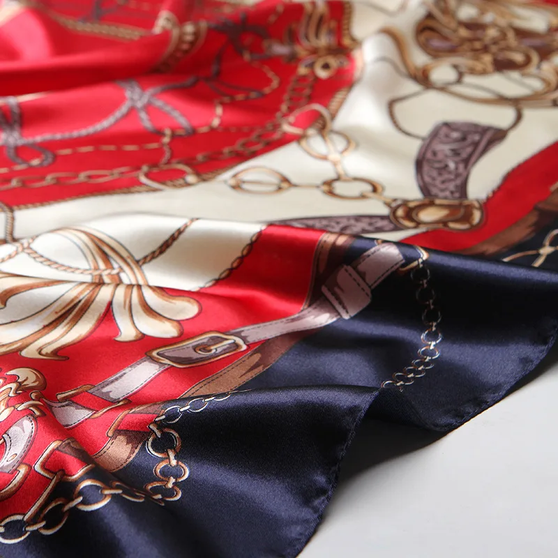 Шелковые шарфы 90 см для женщин мягкий женский шейный платок с ремнем из