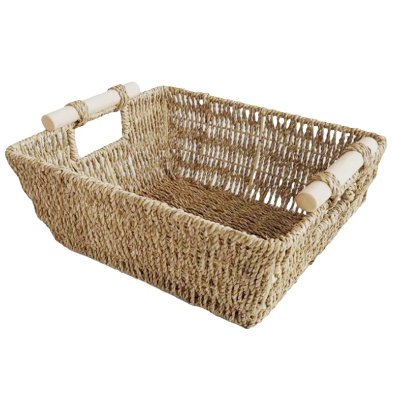 

Hand Woven Wicker Basket Sundries Storage Container Seagrass Basket Box for Organizing Sorting Toilet Paper Towel Holder