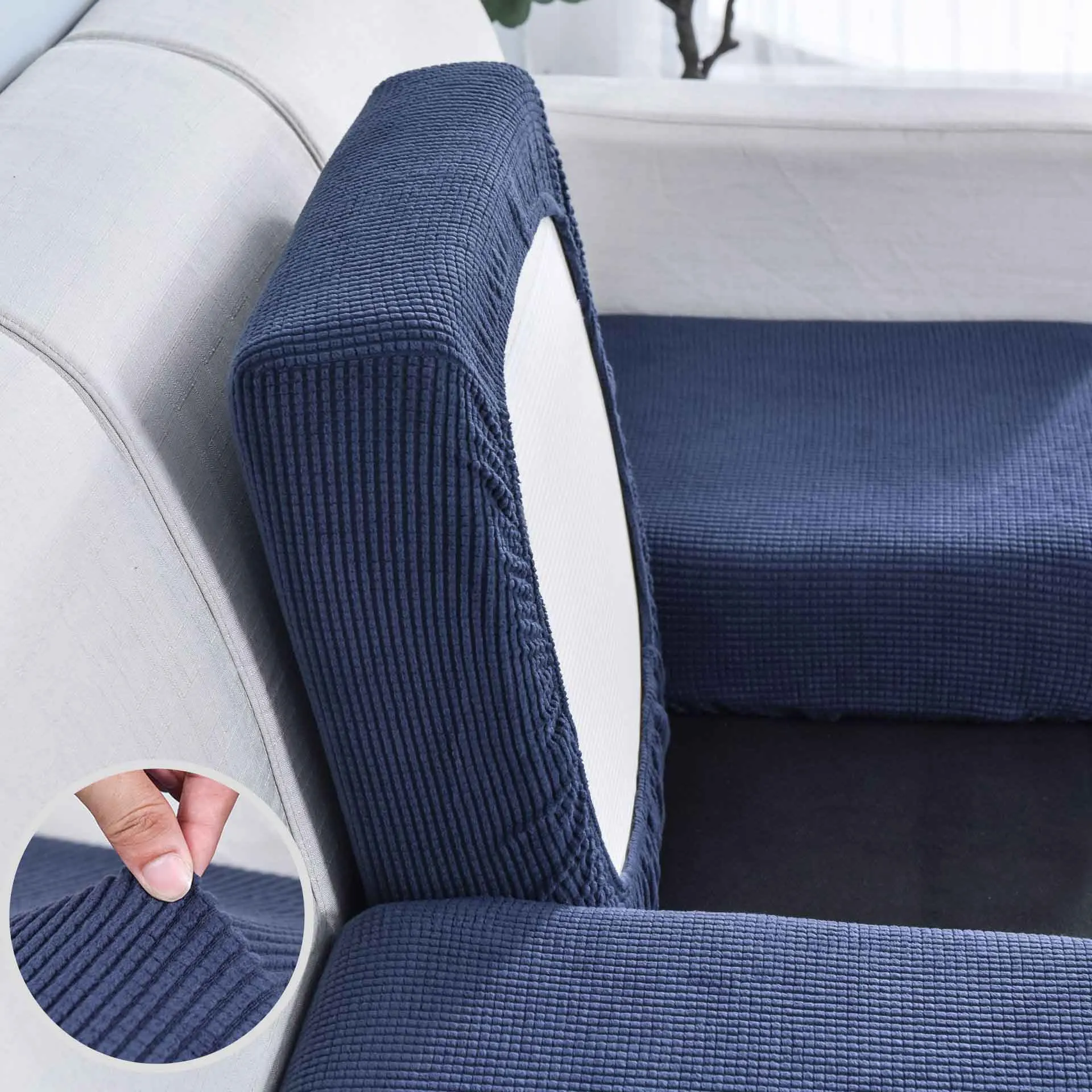 

Sofa Seat Cushion Cover Elastic Furniture Protector Polar Fleece Plush Case for 1/2/3 Seater Chair s Stretch