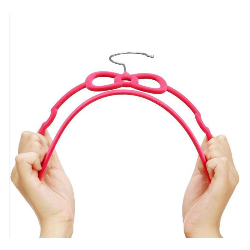 

5pcs 33cm Colorful Velvet Clothes Hanger Bowknot Velvet Hanger Non-slip Hangers Storage Organizer Dry Rack for for Children Kids
