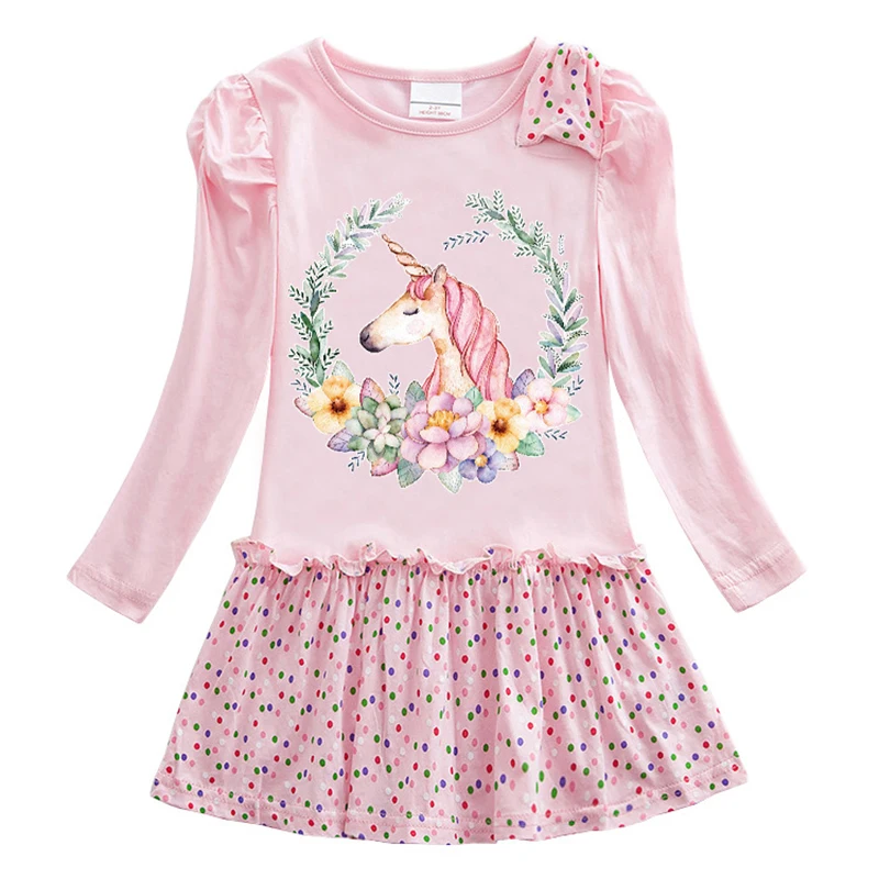 

Новые летние Единорог Платье для девочек с милым принтом из мультфильмов пони платье принцессы; Платье-пачка с длинными рукавами для детей ...