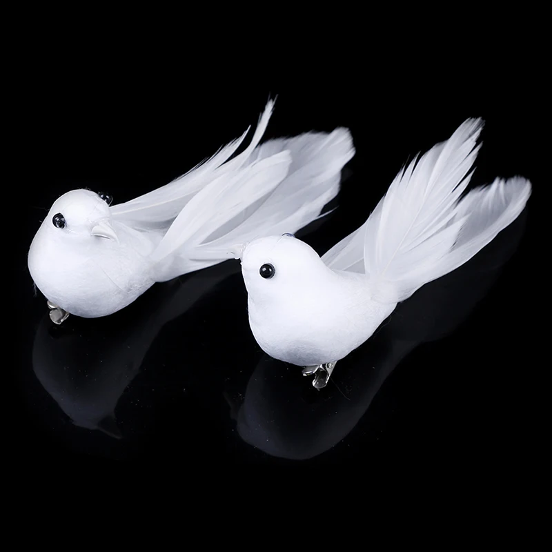 

1Pair Cute Birds Simulation Artificial Feather Doves Feather Park Mall Ornament