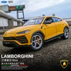 Модель автомобиля welly 1:24 Lamborghini Urus, желтая модель автомобиля из сплава, имитация украшения автомобиля, коллекционная игрушка в подарок, литье под давлением, модель игрушка для мальчиков