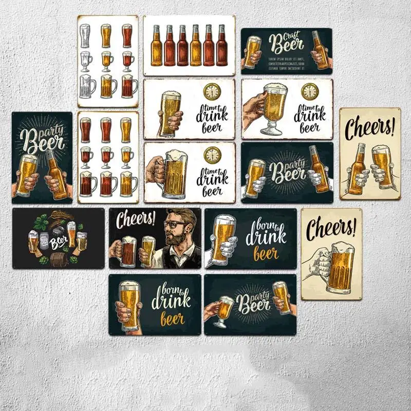 

Man Drink Beer Party Cheers Cave Beer Decor Metal Signs Vintage Pub Funny Bar Wall Decor Wine Rules Cheers Tin Plates Art Poster