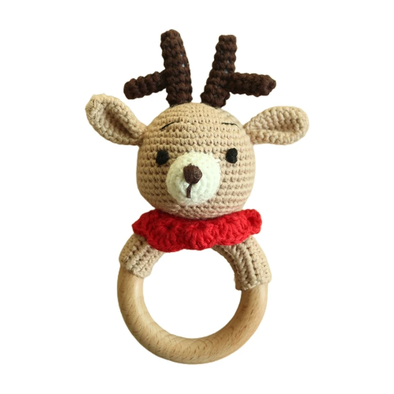 

Baby Beech Wooden Teether Ring DIY Crochet Rattle Pacifier Bracelet Soother Toy
