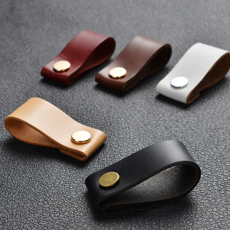 

4-colors Nordic Furniture Drawer Knob Brass shoe Cupboard Cabinet Handle Door Pulls Genuine Leather