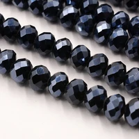 black hematite color 4mm 6mm 8mm crystal rondelle beads faceted glass beads for jewelry making diy bracelet necklace jewelry