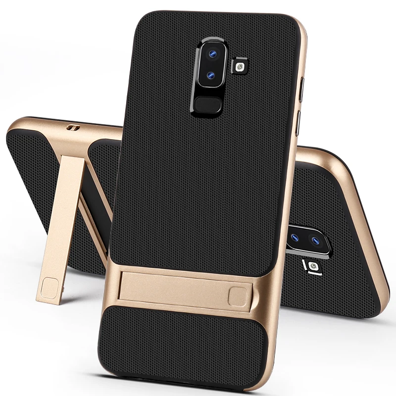 

Luxury Phone Cases for Samsung Galaxy J8 2018 Case Cover 3D Kickstand TPU PC Hybrid 360 Protective Silicone Back Bag J810M J810Y