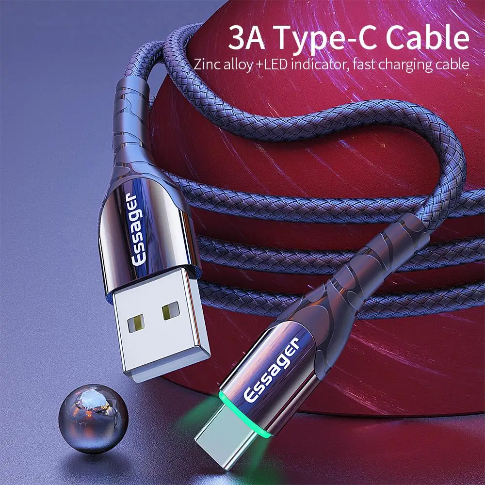 Кабель зарядный Essager USB Type C для Samsung Redmi Note 8 7|Кабели мобильных телефонов| |