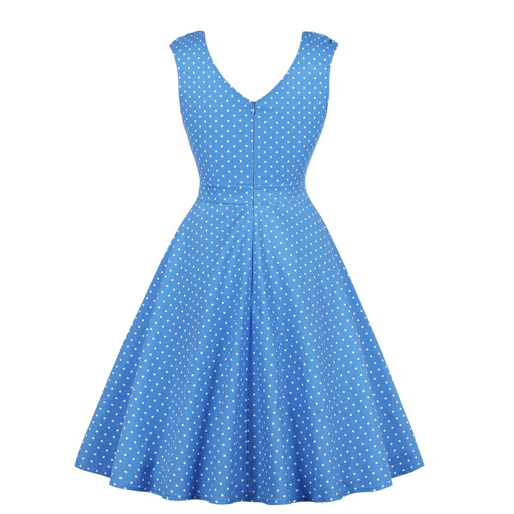Женское винтажное платье на бретелях с принтом в горошек большого размера для